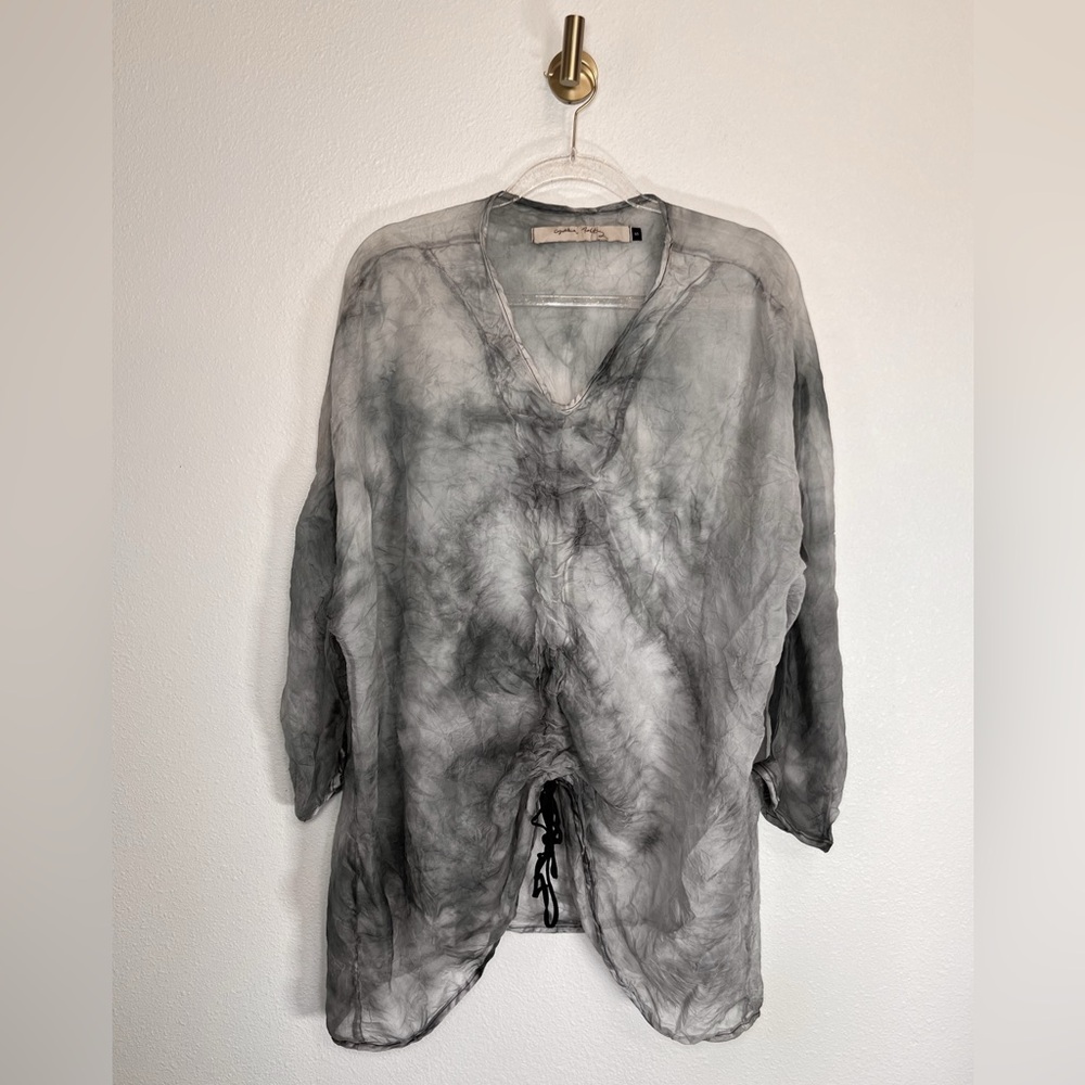 Cynthia Ashby 100% Silk Crinkled Tie Dye Top Size S